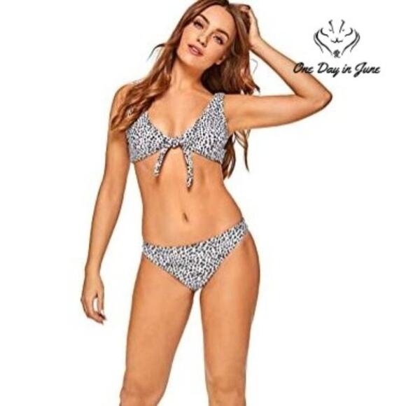 Sweatyrocks Dalmation Tie Knot Bikini Swimsuit Size S - Picture 1 of 4
